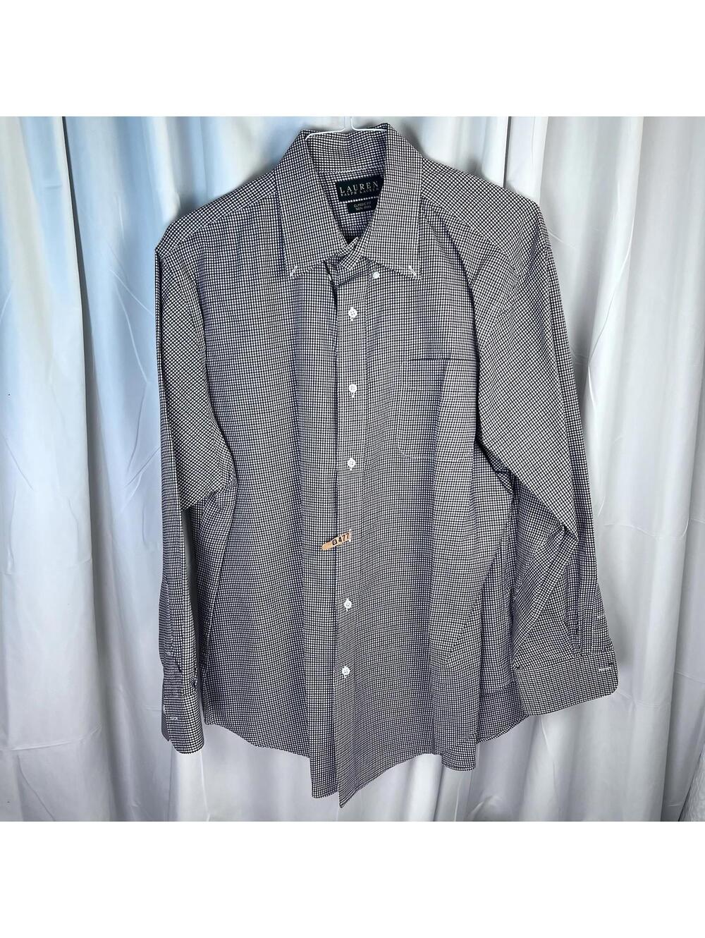 Lauren Ralph Lauren Mens Maroon/Black/ White Houndstooth Button Down 17.5-34-35